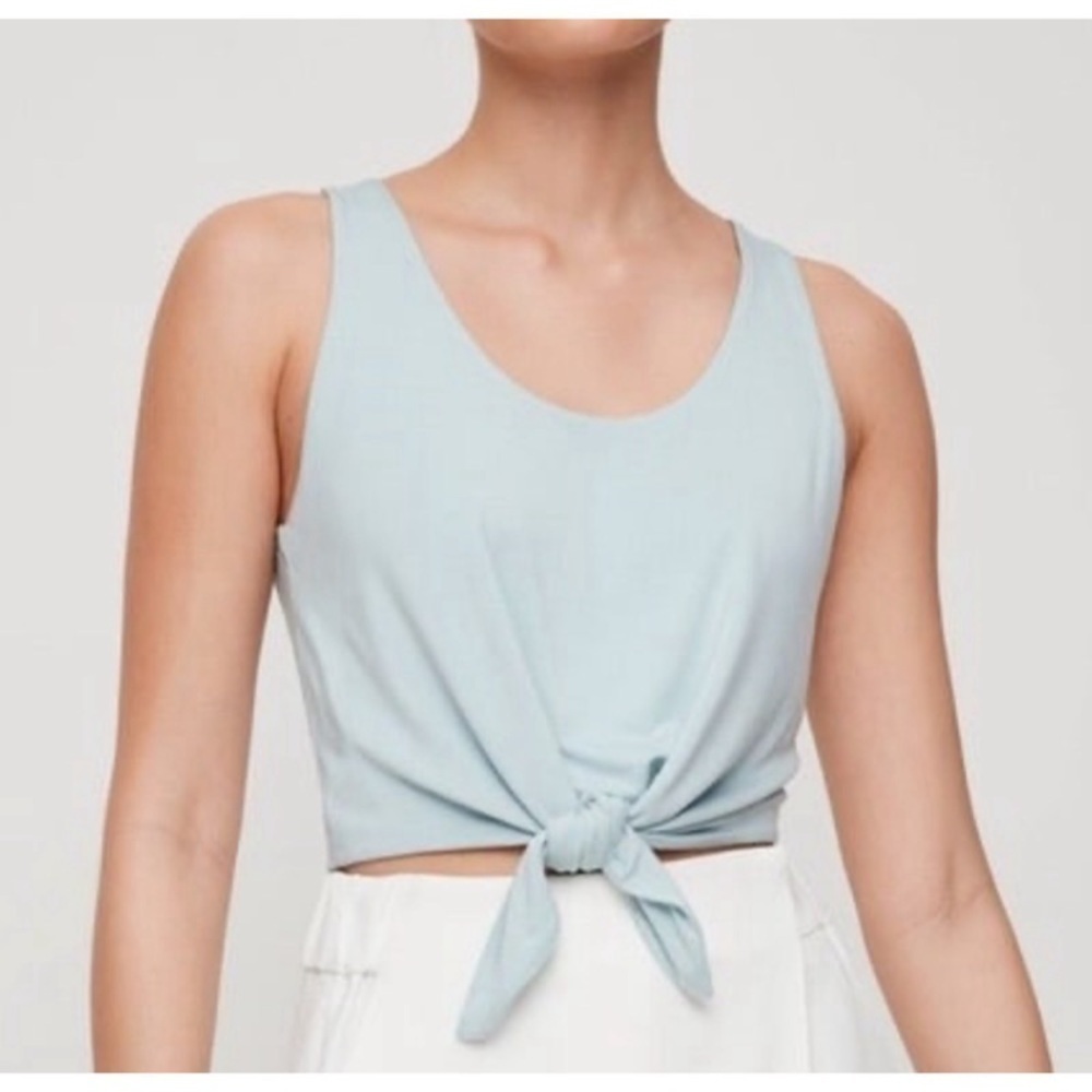 ARITZIA BABATON Jeronimo Cropped Tie-Front Tank in Light Blue